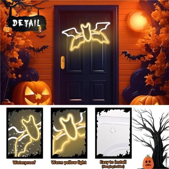Halloween Neon Sign Flying Bat Light Adjustable Speed, Neon Halloween Decoration - Picture 4 of 8